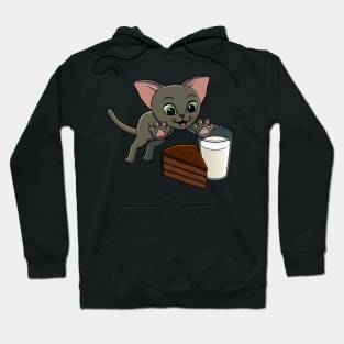 Oriental Shorthair Cat excited to have Chocolate Cake with Milk Hoodie